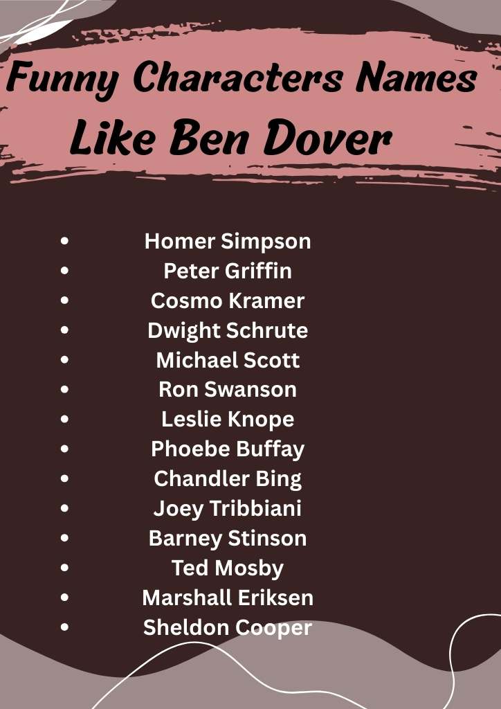 Funny Characters Names Like Ben Dover